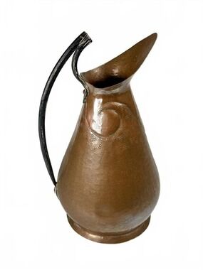 Vintage Jean Goardere France Hammered Copper Pitcher Iron Handle Art Nouveau
